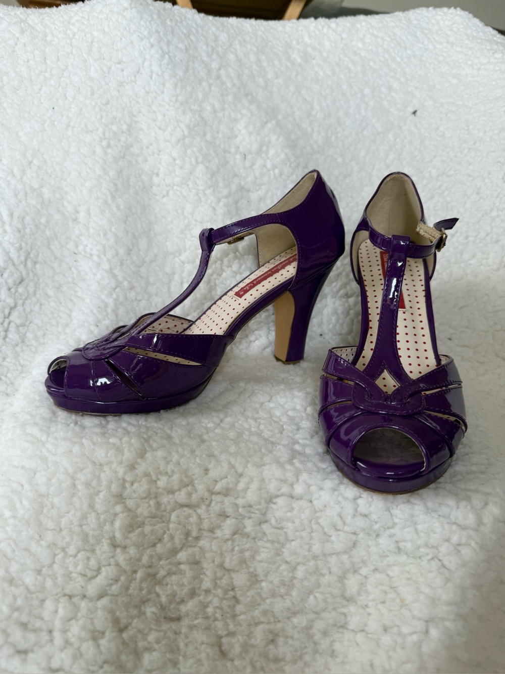 B.A.i.T. PURPLE RETRO T-STRAP PEEP TOE VEGAN HiGH HEELS